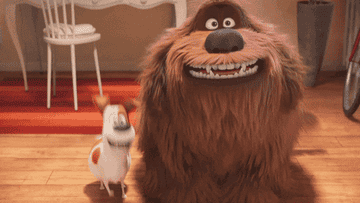 Two dogs jumping excitedly in &quot;The Secret Life of Pets&quot;