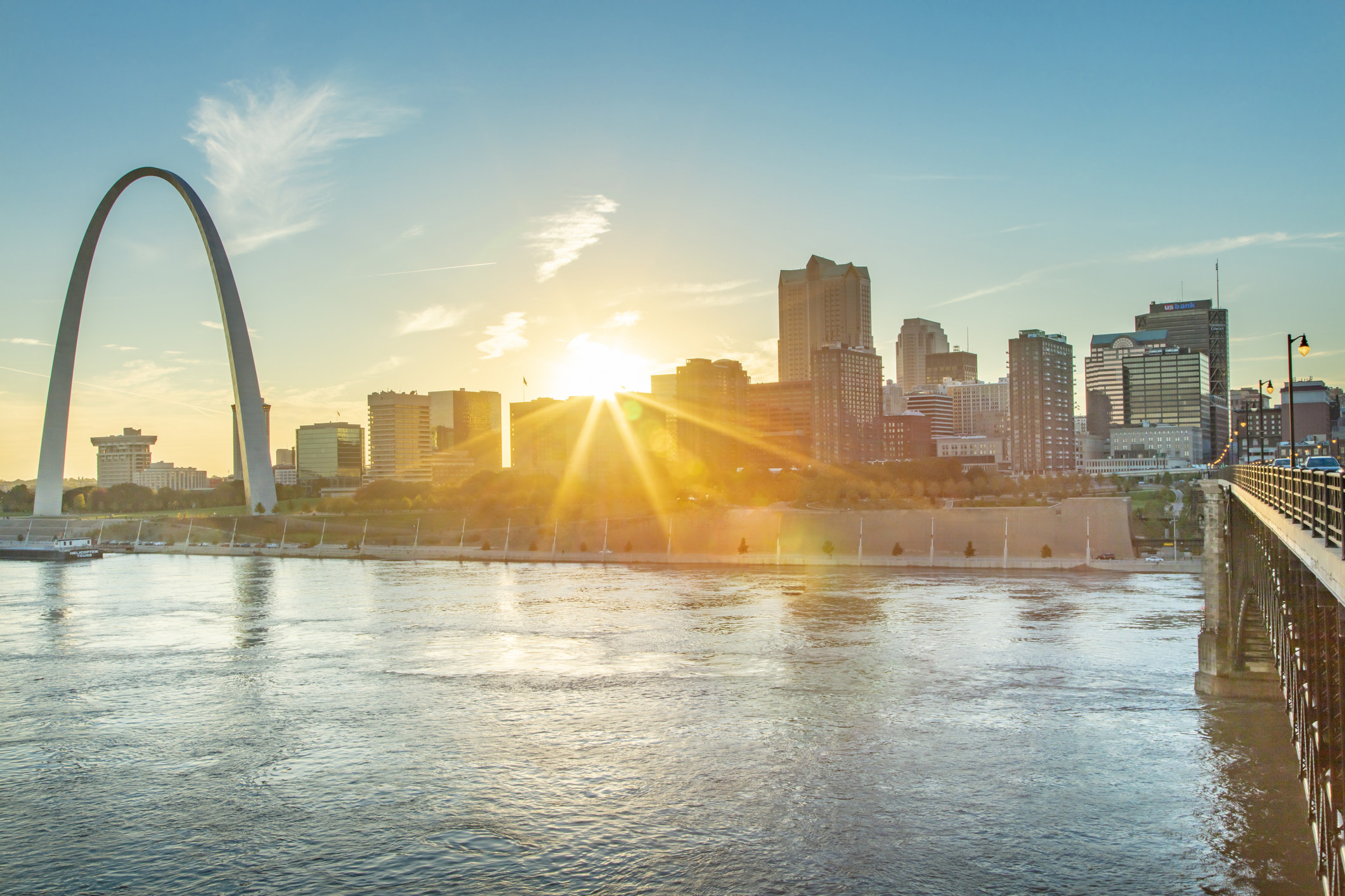 St. Louis and the setting sun.