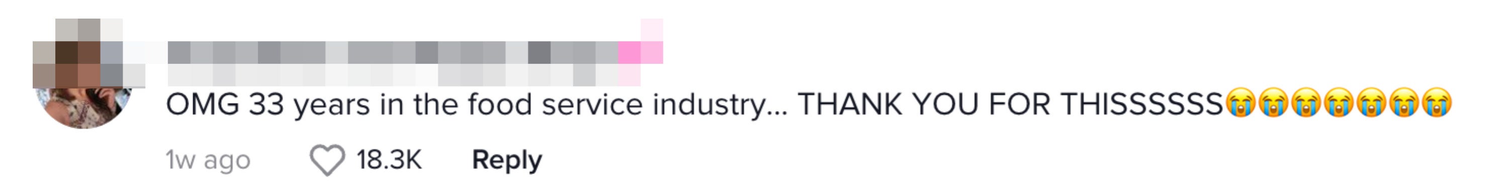 Screenshot of a TikTok comment