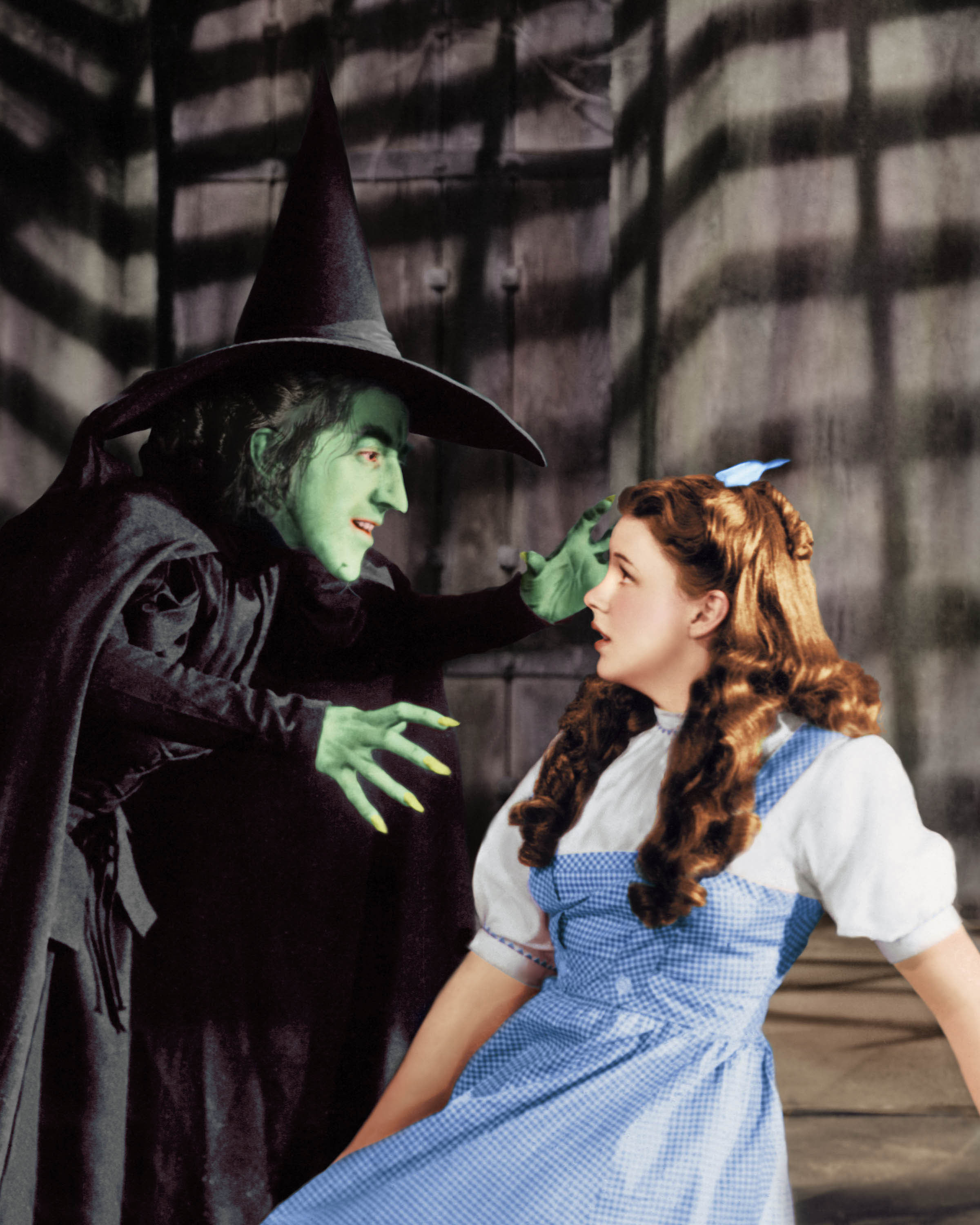 Margaret Hamilton as the Wicked Witch and Judy Garland as Dorothy Gale in &quot;The Wizard of Oz&quot; 1939