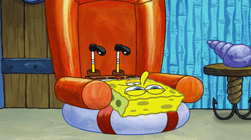 Spongebob sliding down a chair in boredom