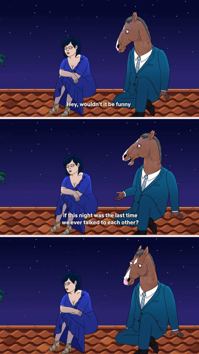 Bojack saying, hey wouldn&#x27;t it be funny if this night was the last time we ever talked to each other