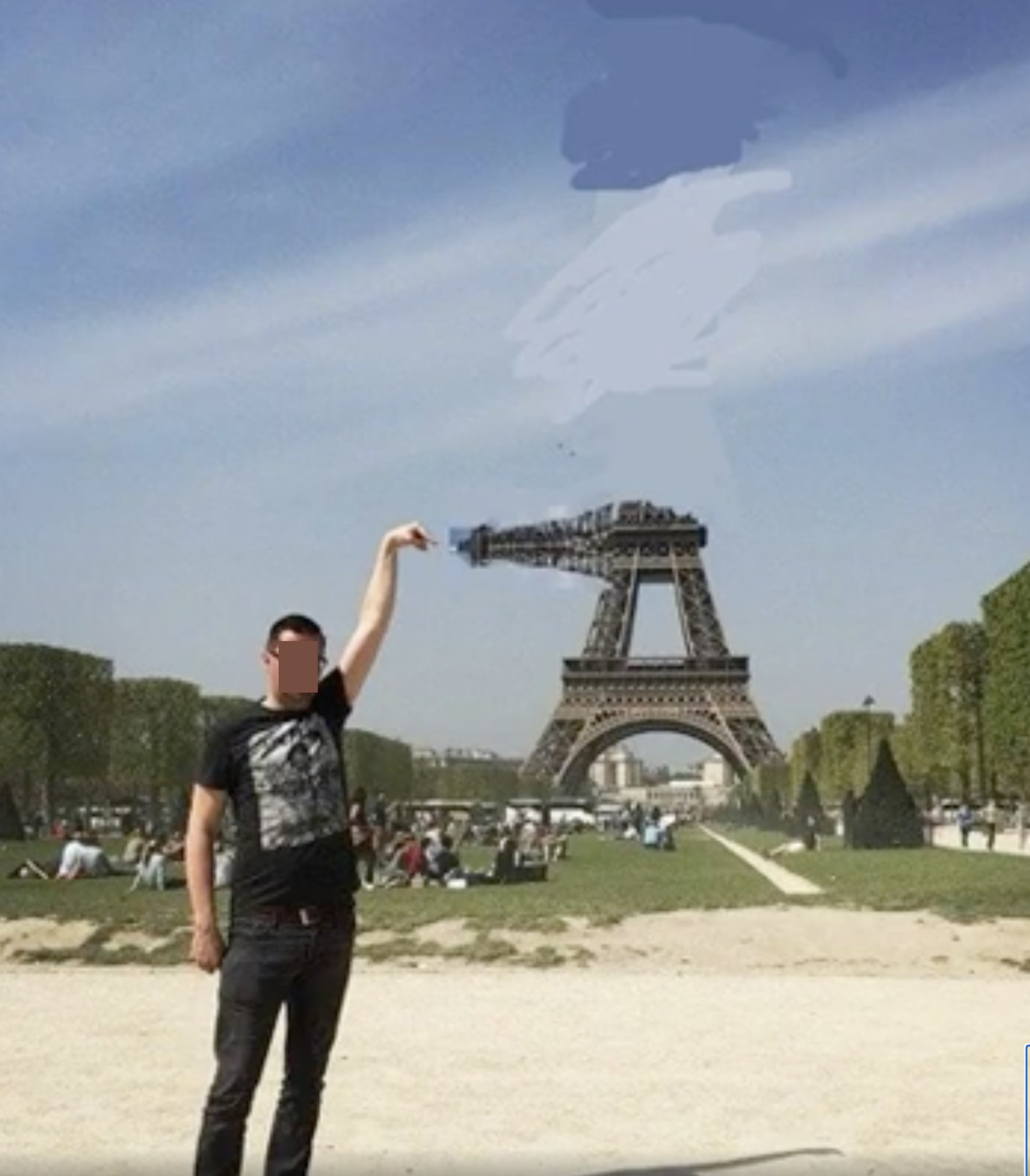 A Photoshopped image of the Eiffel Tower