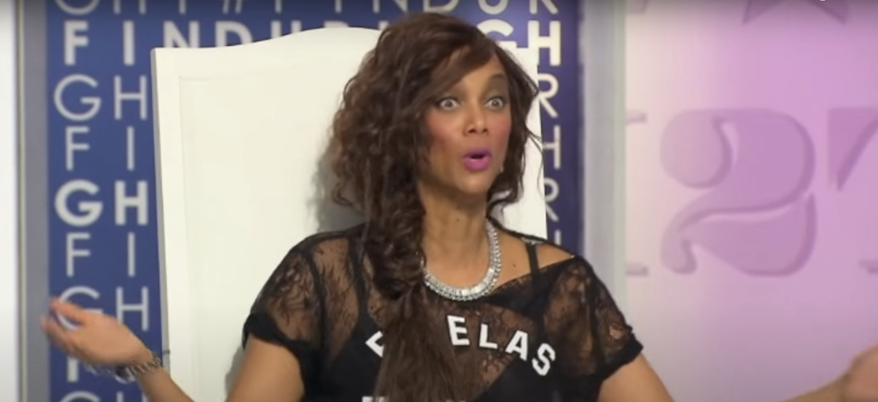 Tyra with a shocked, what face