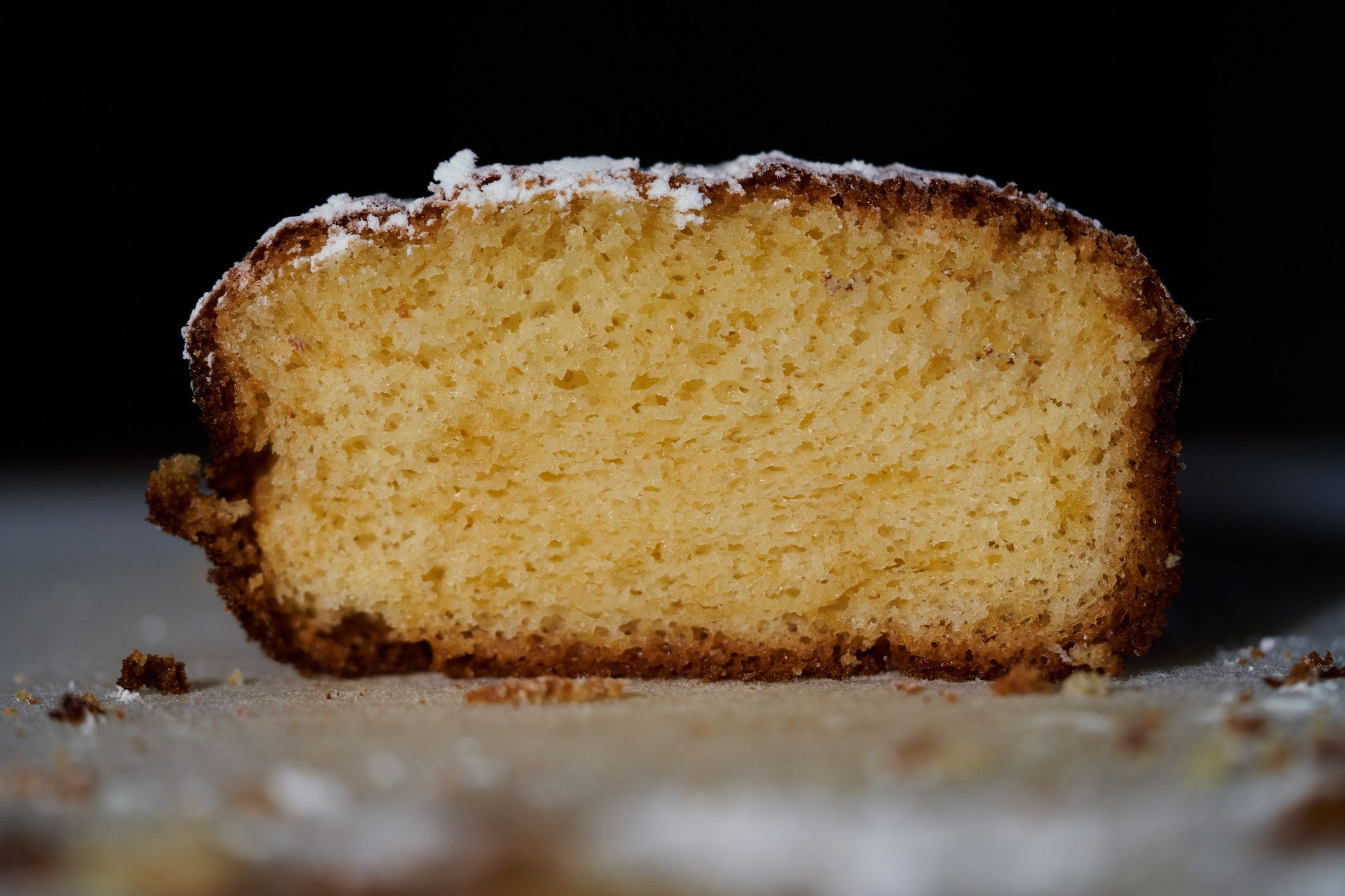 A slice of vanilla cake.