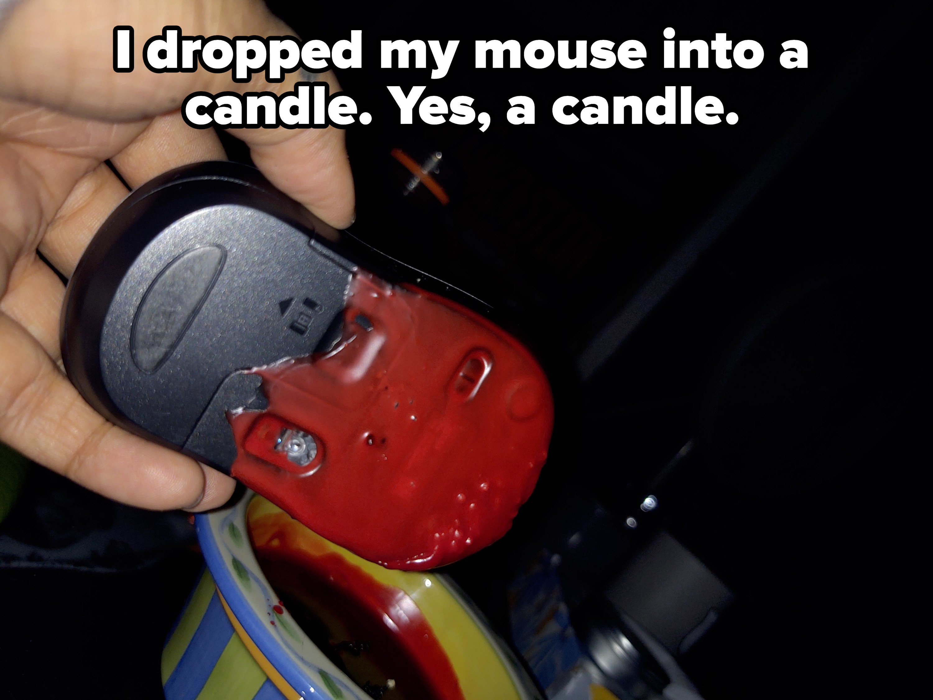 mouse dropped in wax