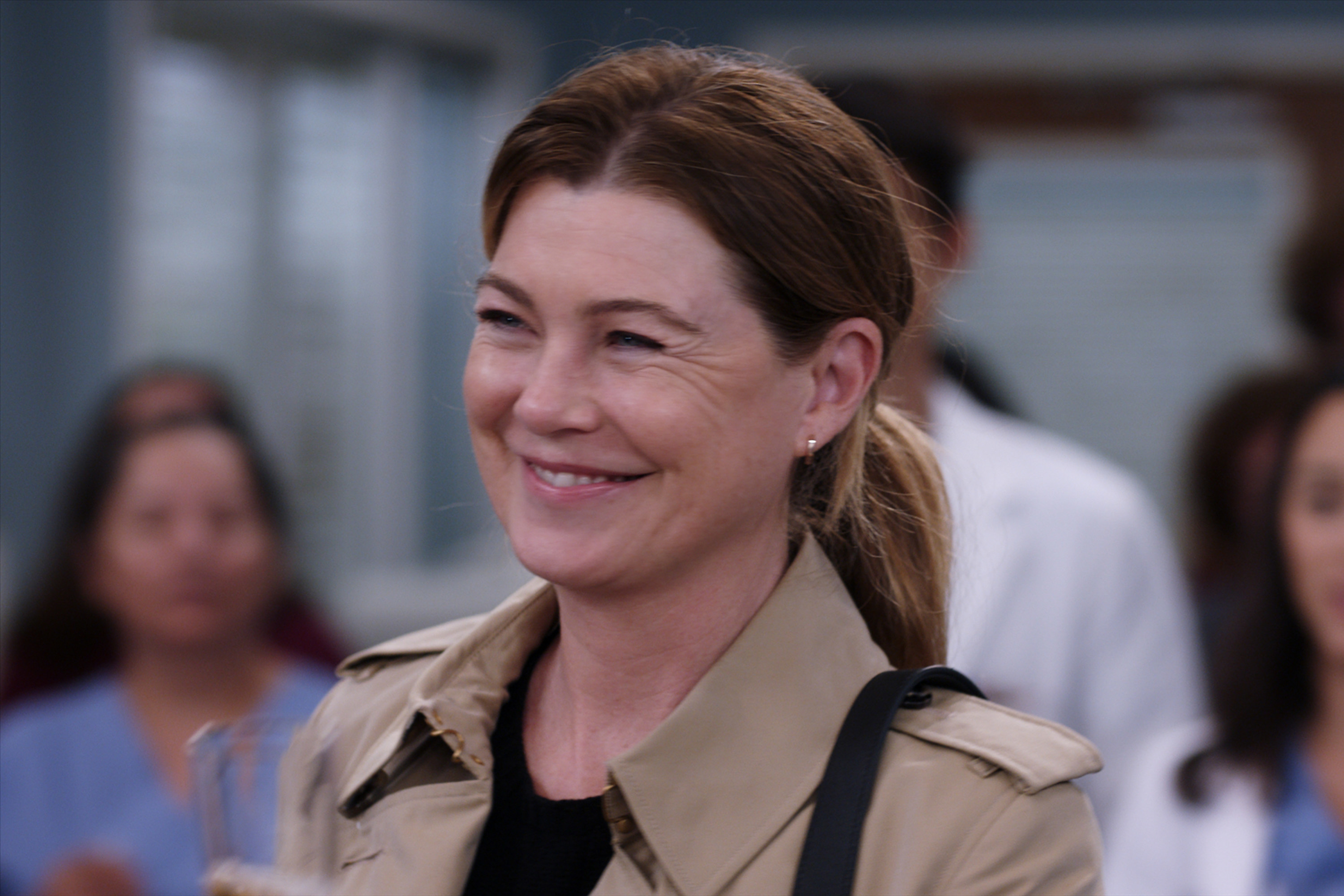 Closeup of Dr. Meredith Grey smiling
