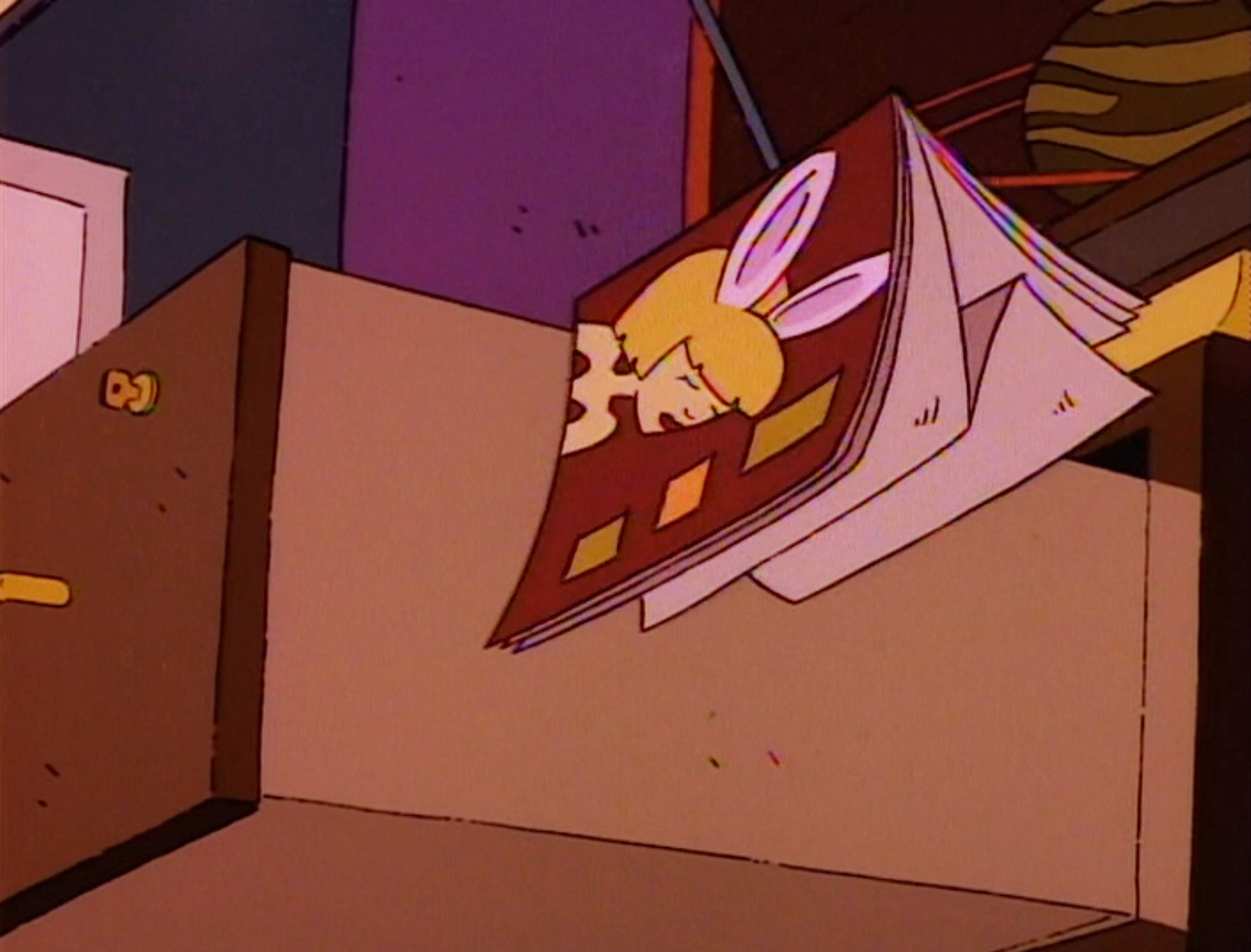 a playboy magazine flying out of howard&#x27;s drawer on rugrats