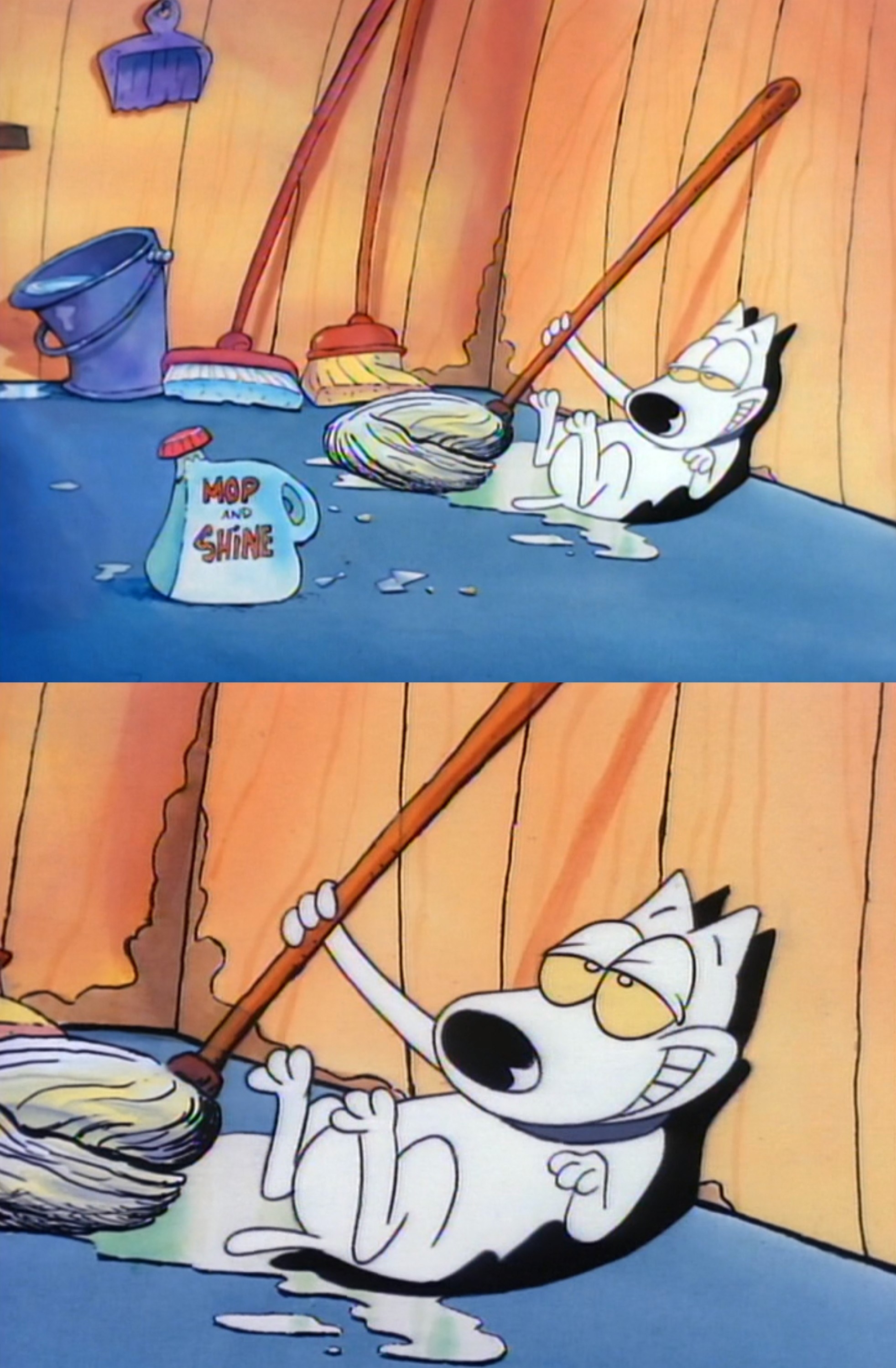 spunky in post-coital bliss with his mop on rocko&#x27;s modern life