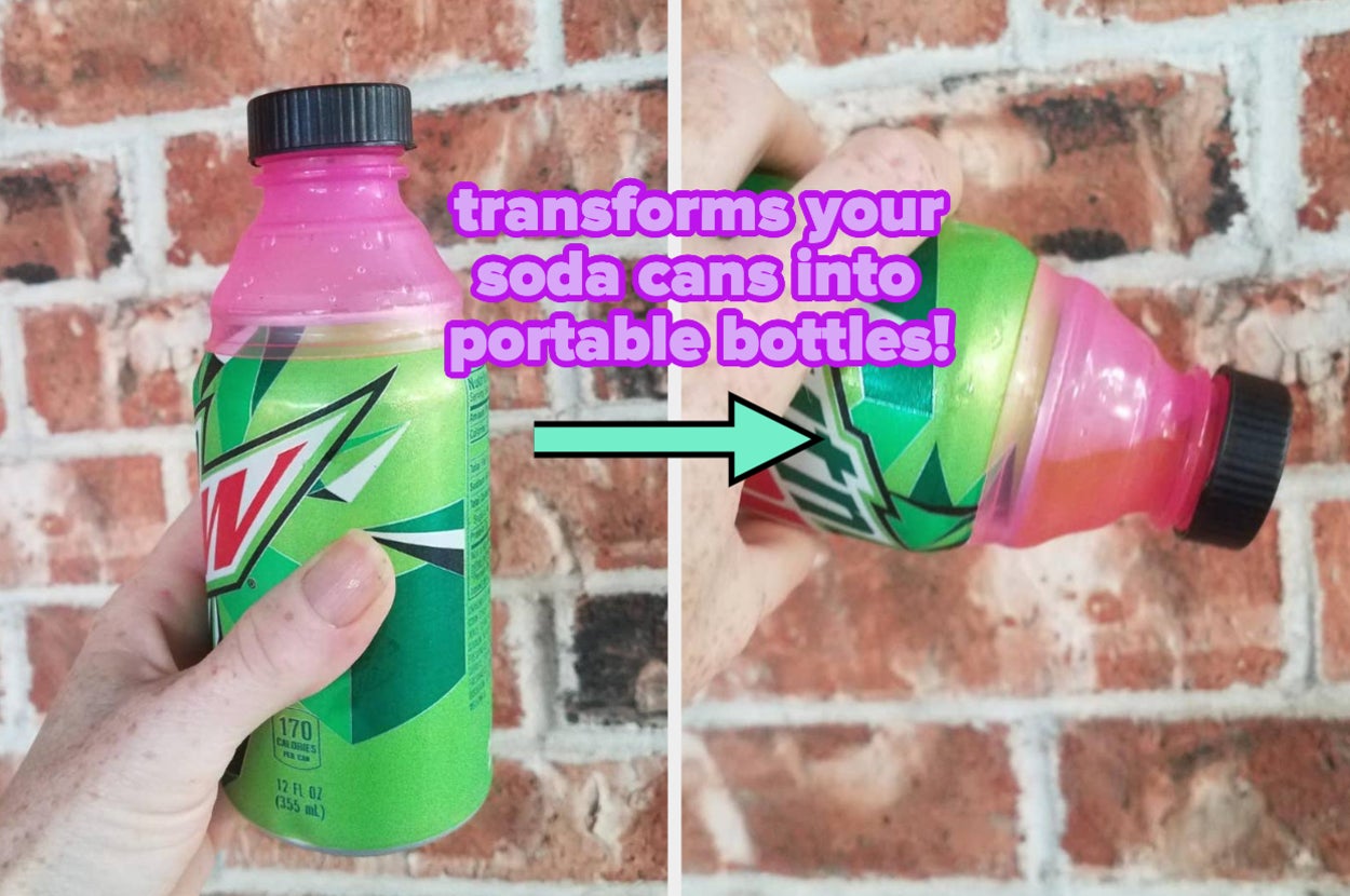 the soda can lids on a can "transforms your soda cans into portable bottles!"