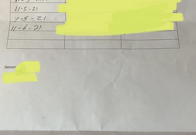 A petition form with five people who signed asking someone to remove the poplar trees from their property because the leaves fall into other people&#x27;s yards