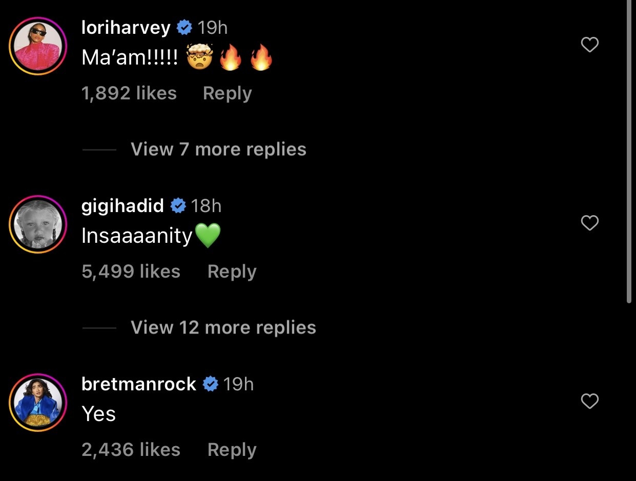 Screenshot of Instagram comments