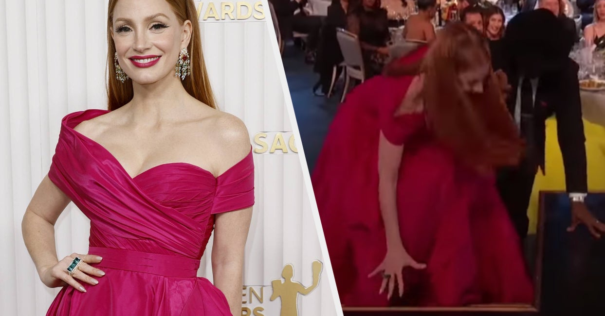 Jessica Chastain Says That Falling While Going Up The Stairs At The 2023 SAG Awards “Wasn’t So Bad”