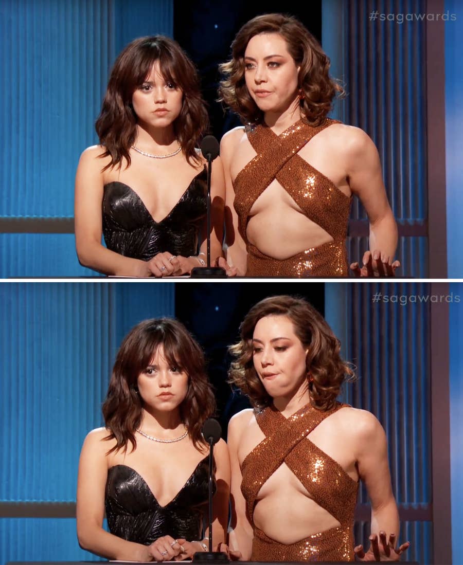 Jenna Ortega and Aubrey Plaza's chemistry is off the charts as they present  at 2023 SAG Awards; Fans REACT