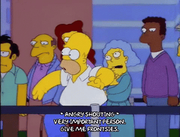 Homer trying to cut the line