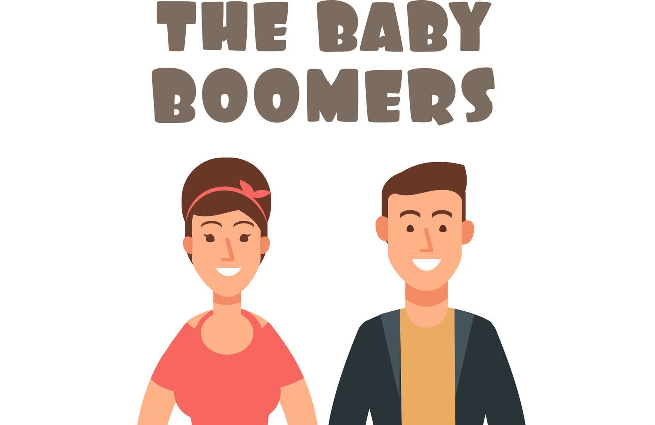 Illustration of baby boomer couple