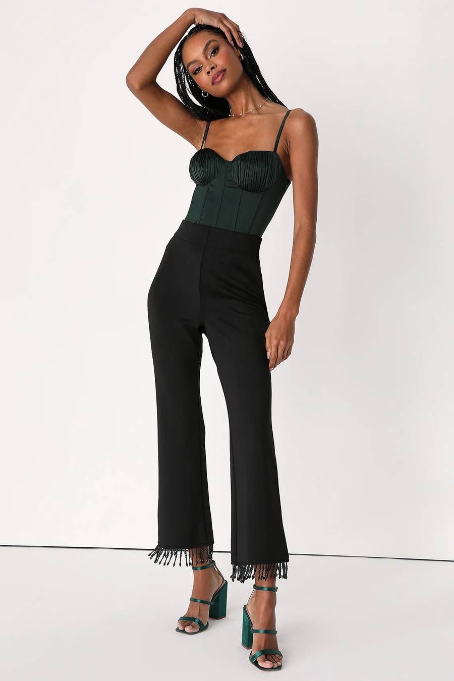 Never Endin' Black Ribbed Two Piece Tie Front Top High Rise Flare Wide –  Nazz Collection