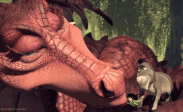 Dragon and Donkey share a romantic moment in &quot;Shrek&quot;