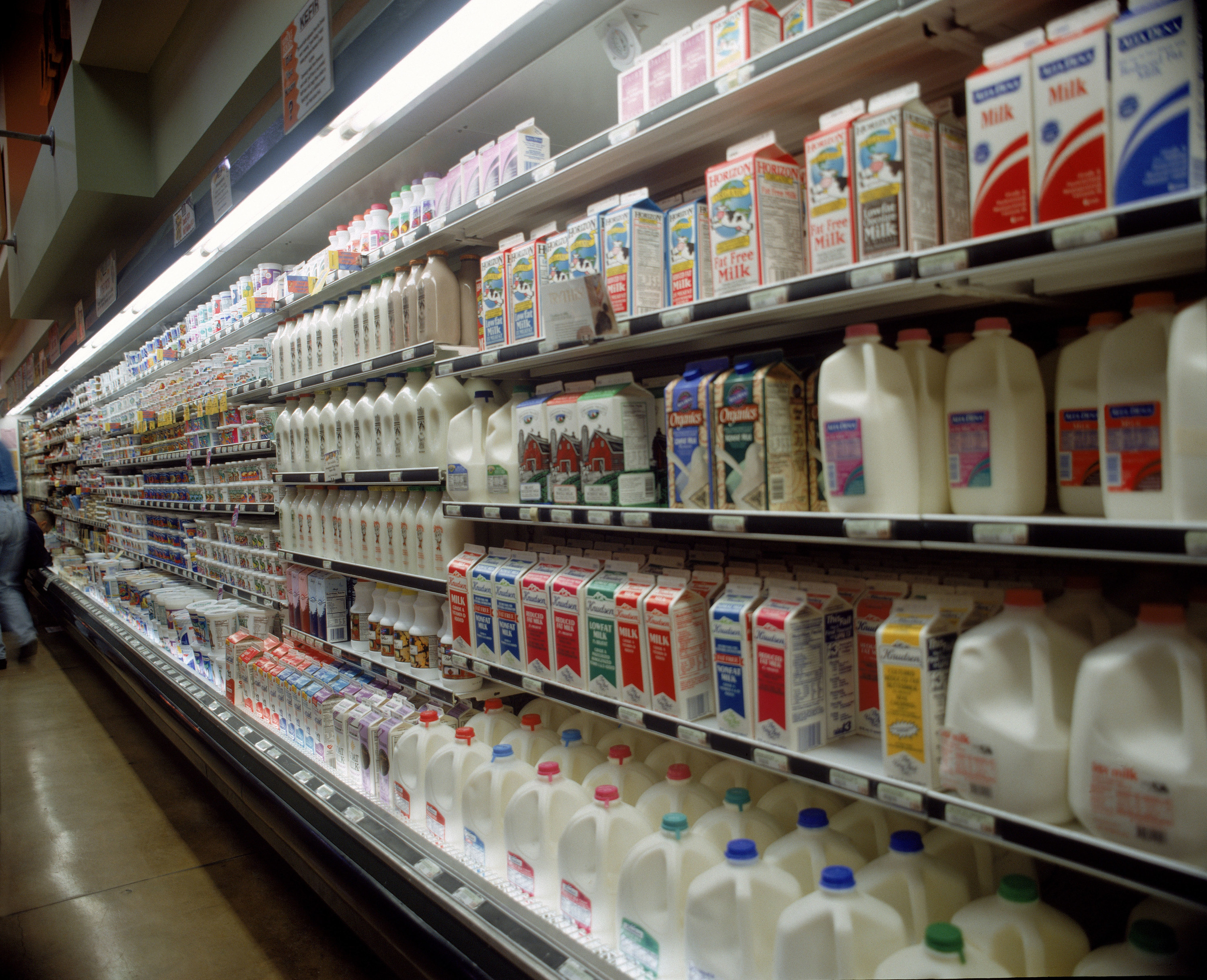 Dairy aisle in supermarket