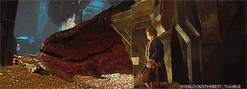 Smaug the dragon and Bilbo Baggins in &quot;The Hobbit: The Desolation of Smaug&quot;