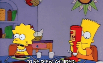 Lisa Simpson saying, &quot;to be open-minded, try new things, live life&quot;