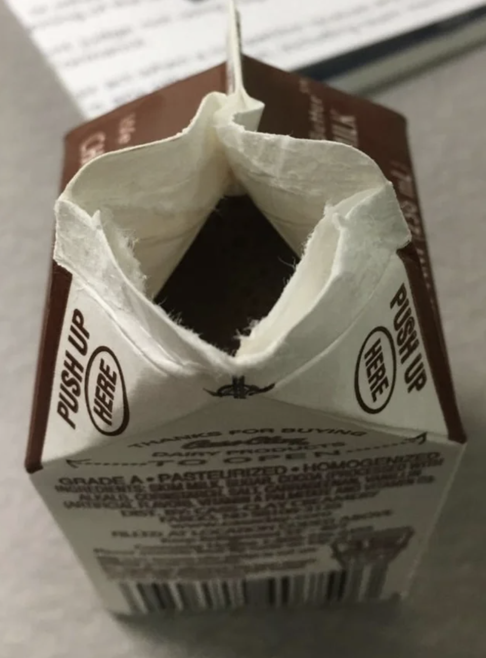 chocolate milk in a carton