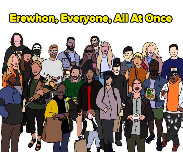 Illustration of customers of Erewhon with headline, &quot;Erewhon, Everyone, All at Once&quot;