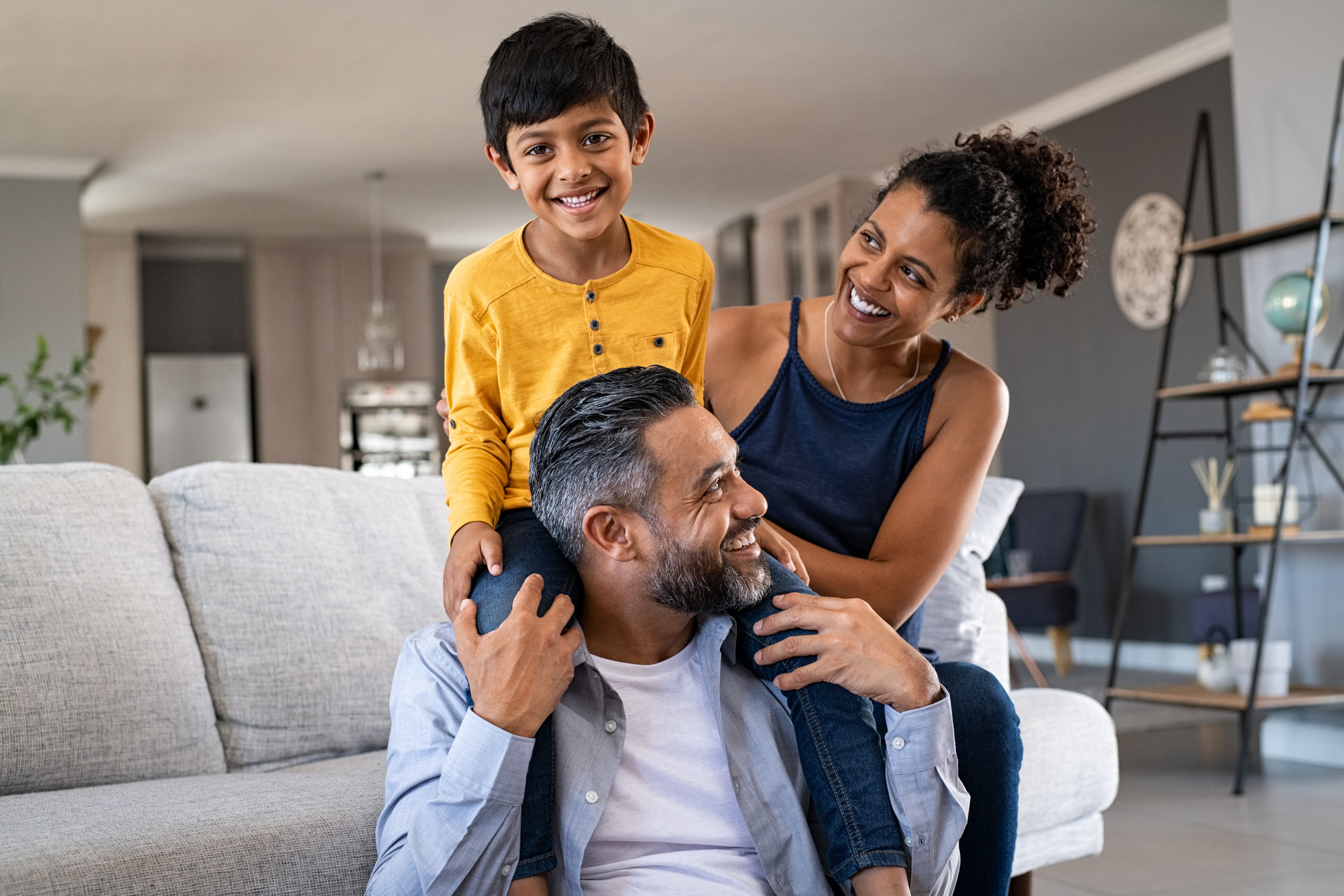 A family laughing together