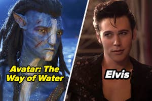 Jake Sully and Austin Butler, on-image text: Avatar: The Way of Water / Elvis