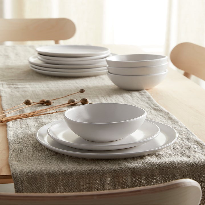 the dinnerware set on a table