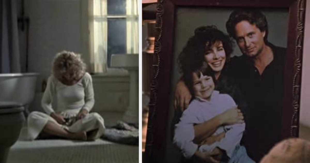 Two different versions of Fatal Attraction&#x27;s ending, one with Glenn Close and the other focusing on a framed family photo