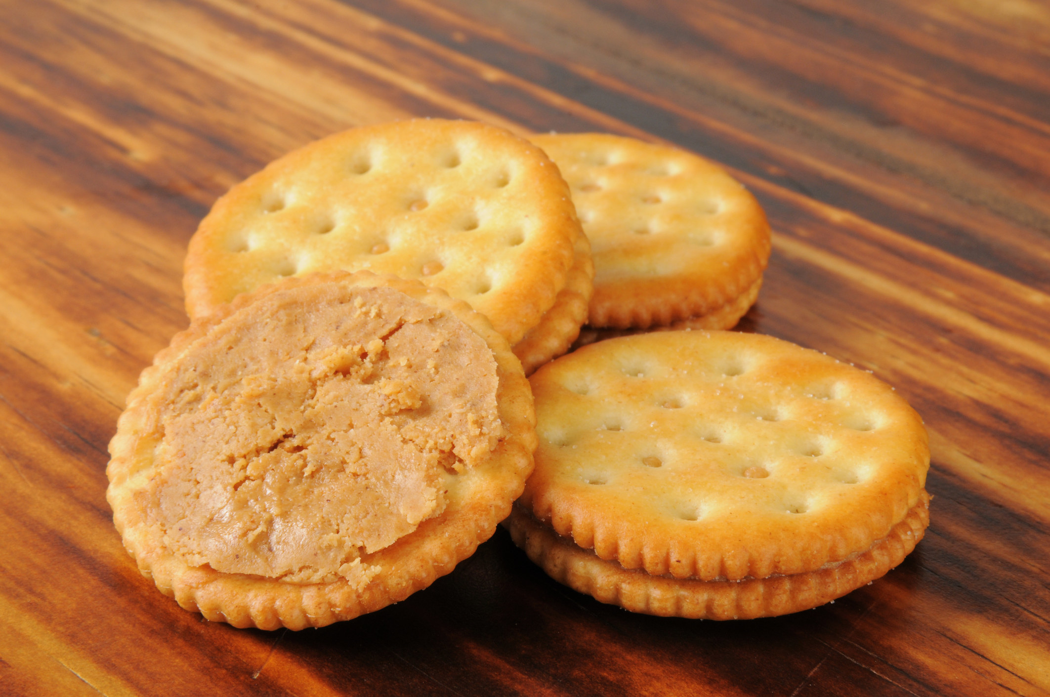Peanut butter on crackers