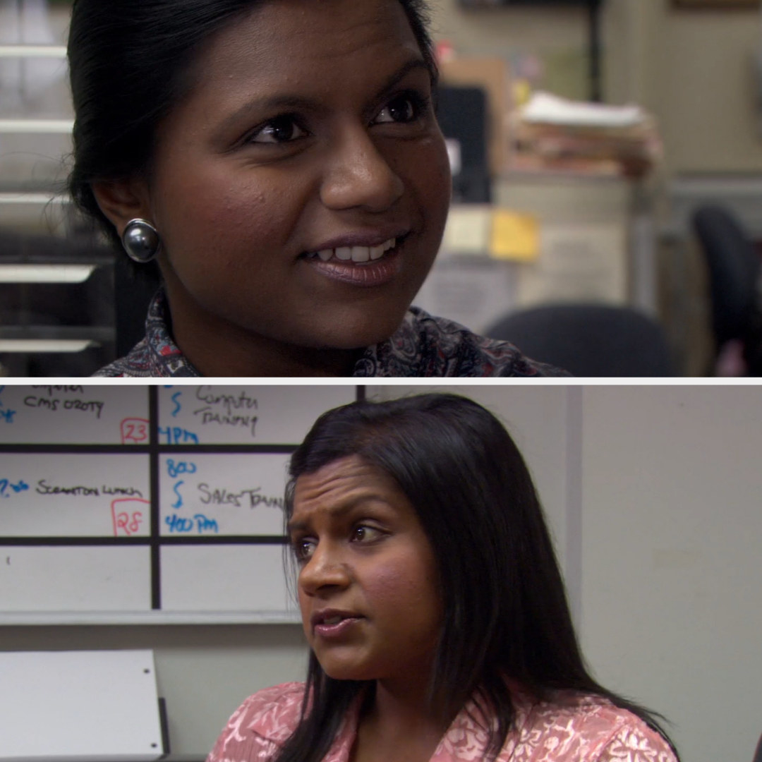 closeup of mindy sitting in an office