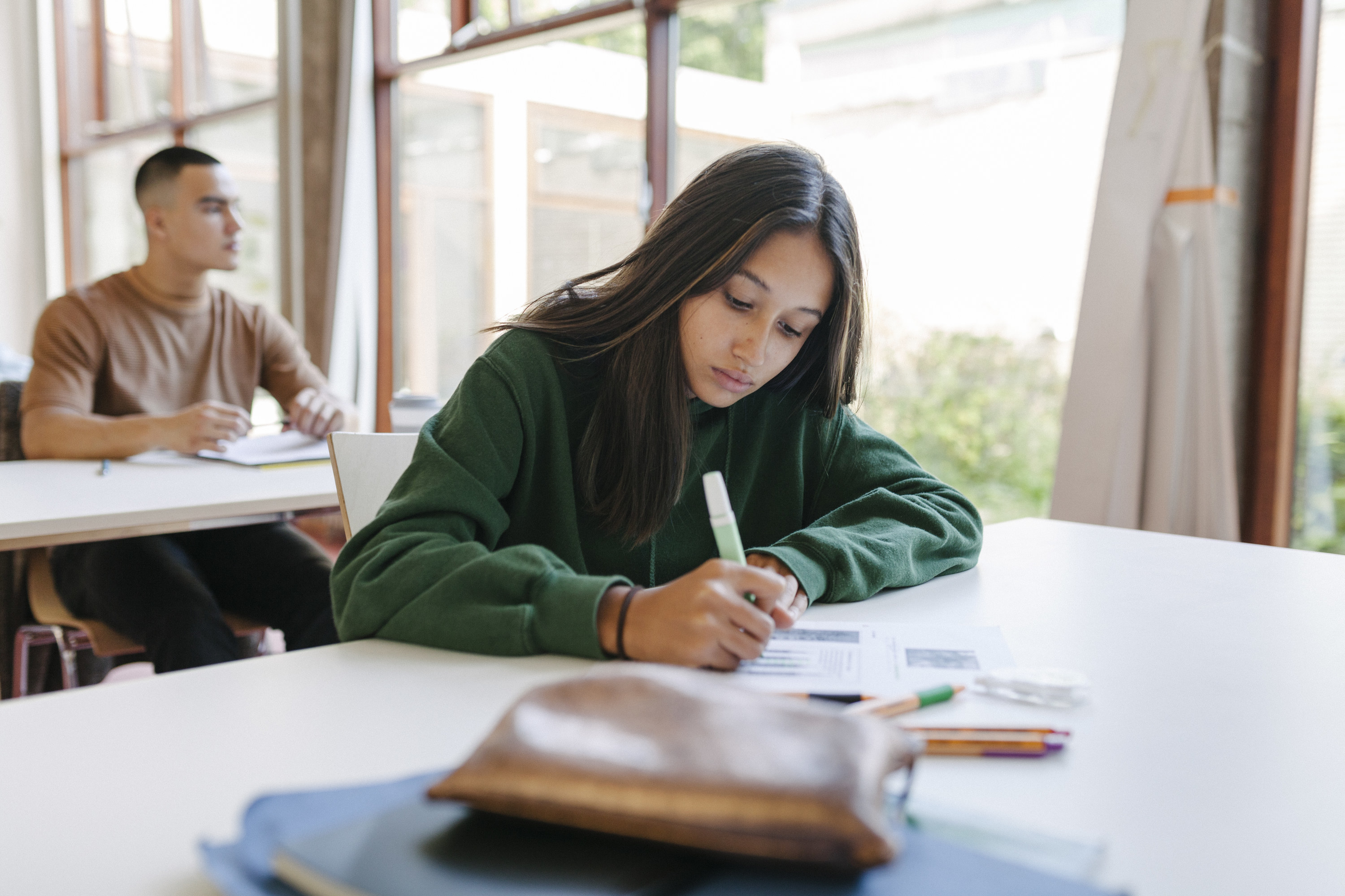 a person doing school work