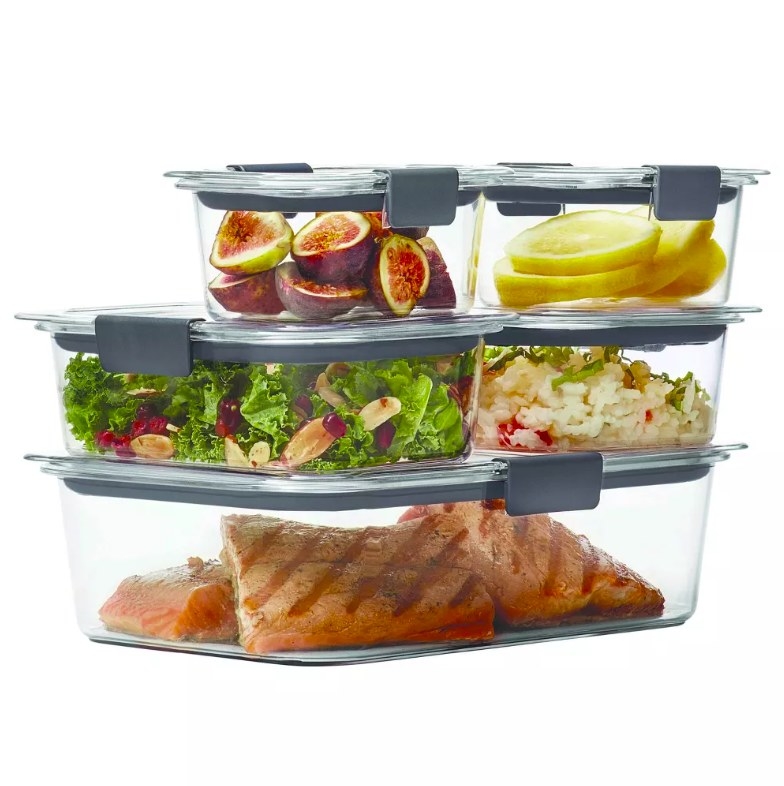 Storage containers with cooked food inside them