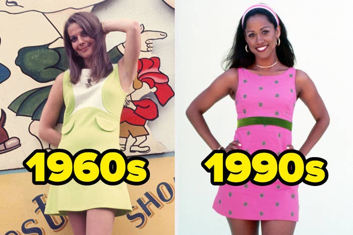 Women wearing 1960s and 1990s minidresses
