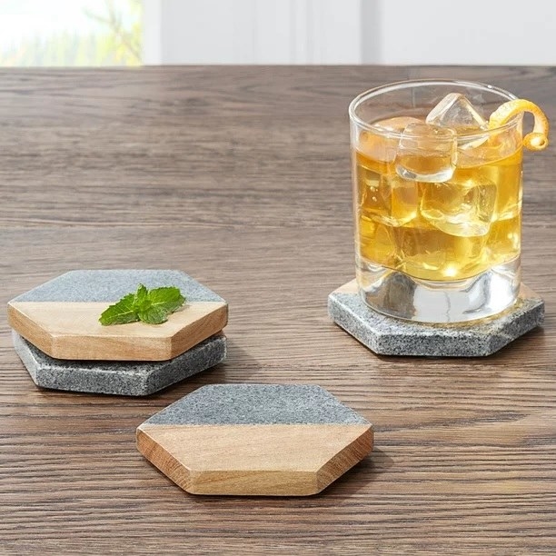 the coasters on a table