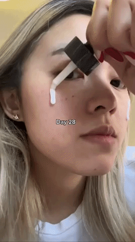 a gif of someone using the serum with text that says 