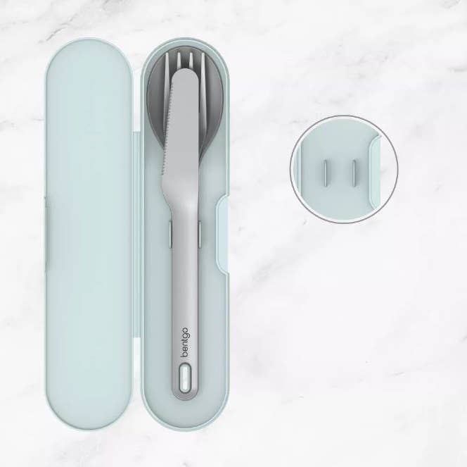 Cutlery set in blue carry case