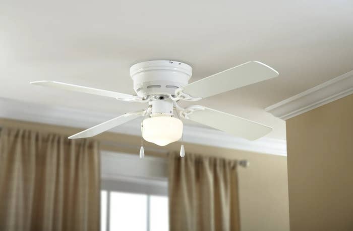 Ceiling fan on bedroom ceiling