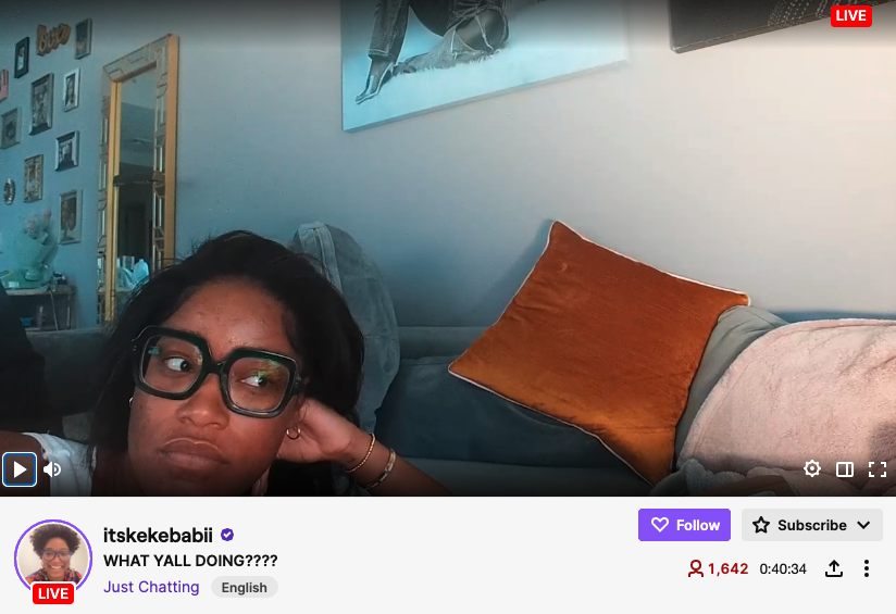 Keke Palmer&#x27;s Twitch page