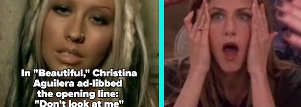 Christina Aguilera in her "Beautiful" music video; Rachel from "Friends"