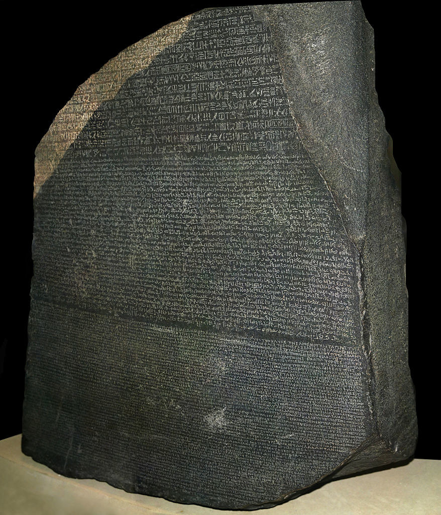 The stone&#x27;s inscription of hieroglyphics and other characters