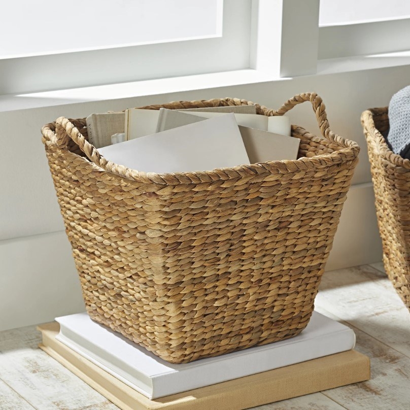 One of the storage baskets