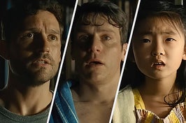 Ben Aldrige, Jonathan Groff and Kristen Cui in Knock at the Cabin