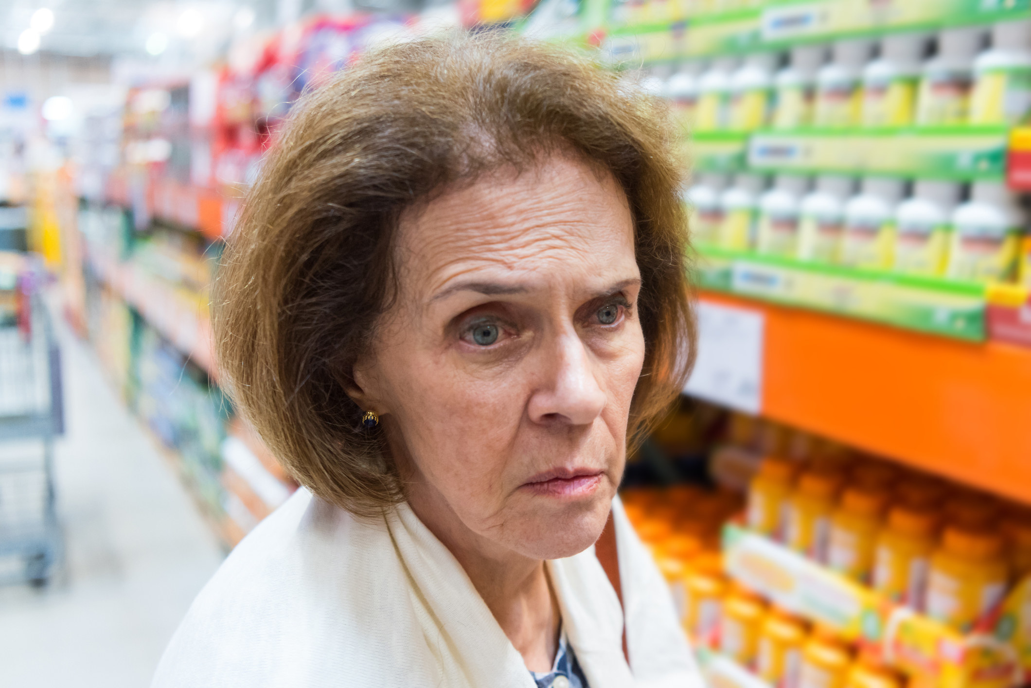 An older woman looking angry