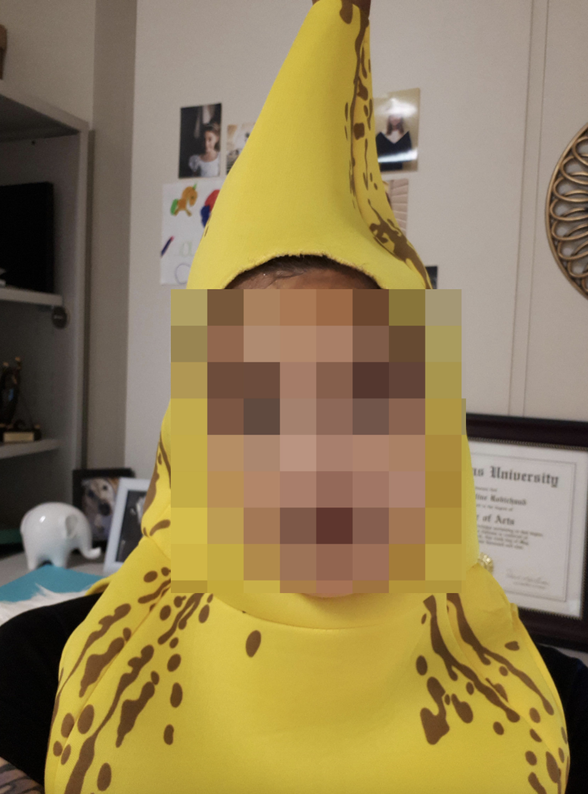 Person wearing a banana costume