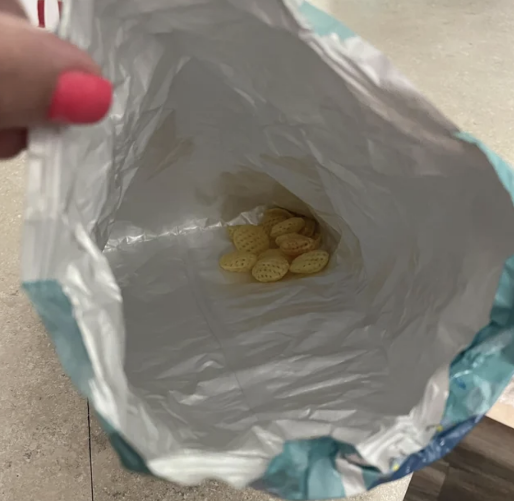 Chips at the bottom of a bag