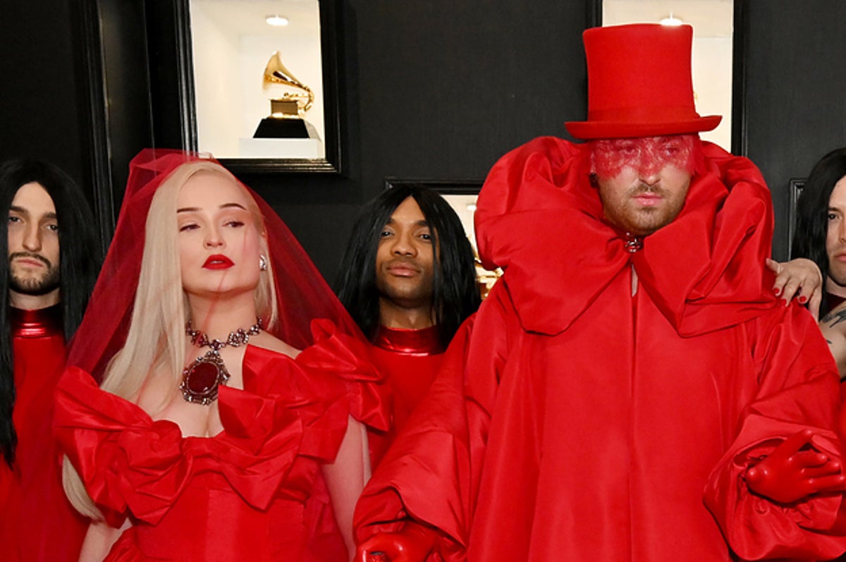 Sam Smith And Kim Petras' 2023 Grammys Red Carpet