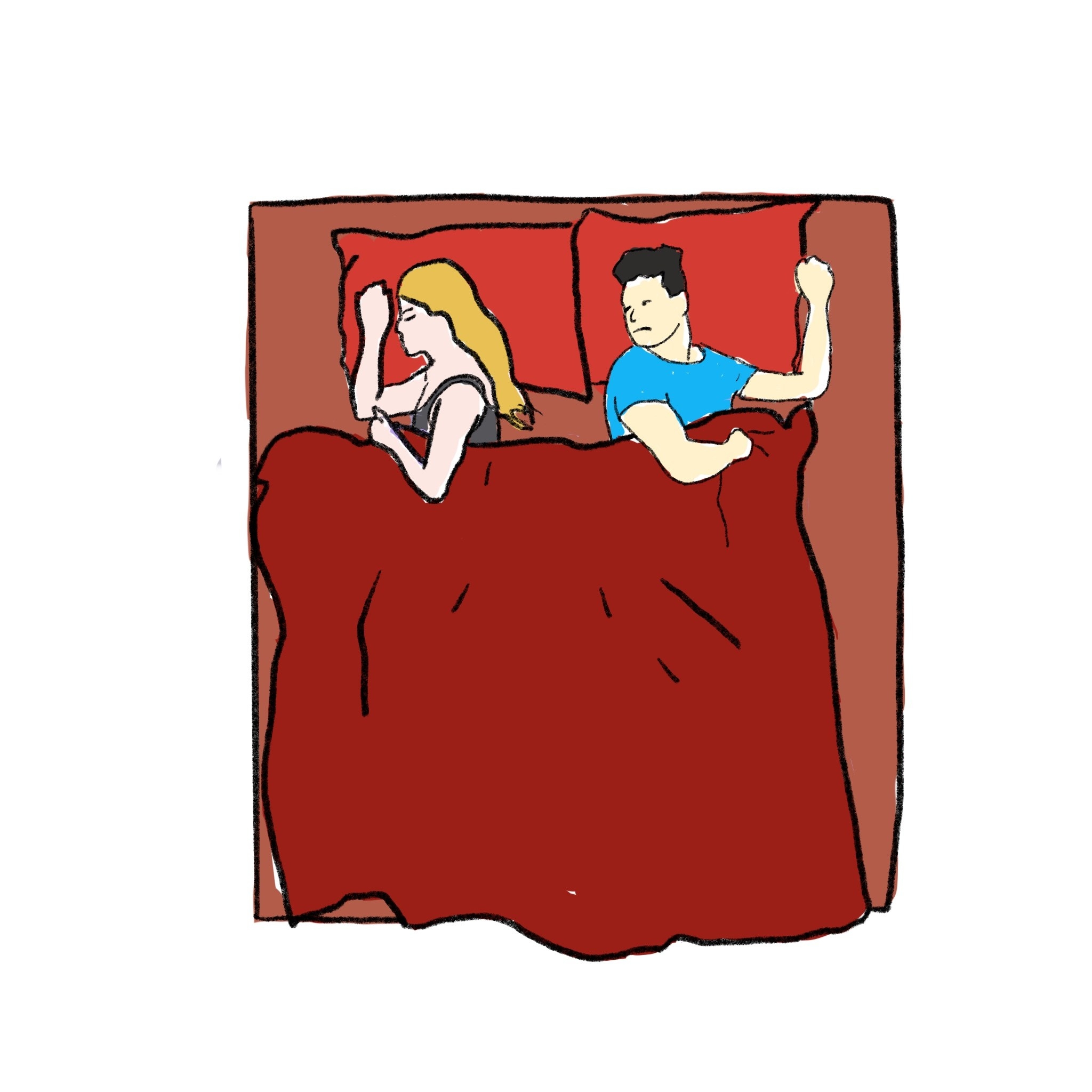 awake in bed next to partner